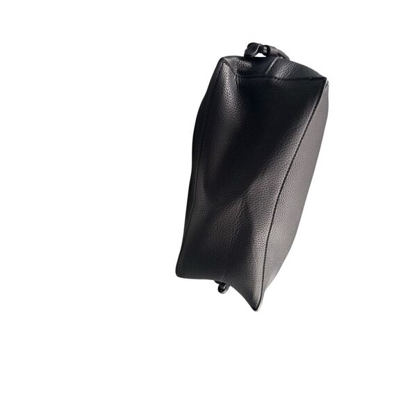 Pebbled Vegan Leather Drawstring Detachable Strap Bucket Bag Black - Picture 2 of 8